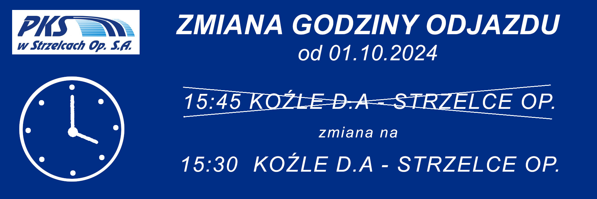 zmiana godziny kozle