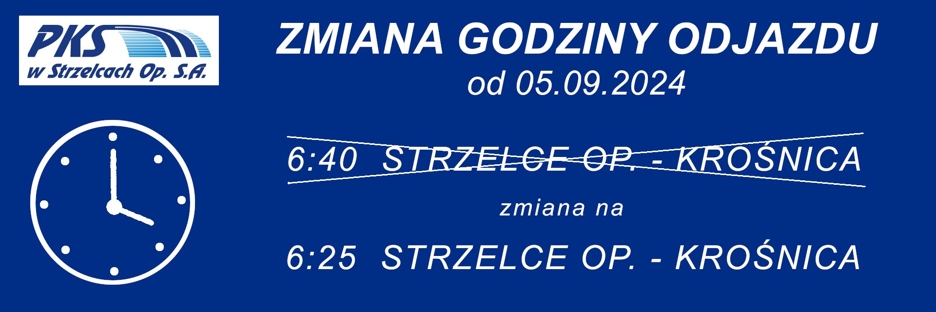 zmiana godziny pks